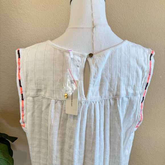 NWT Anthropologie Boho Embroidered Floral Sleeveless Top Women’s L Ivory Cotton - Picture 7 of 11